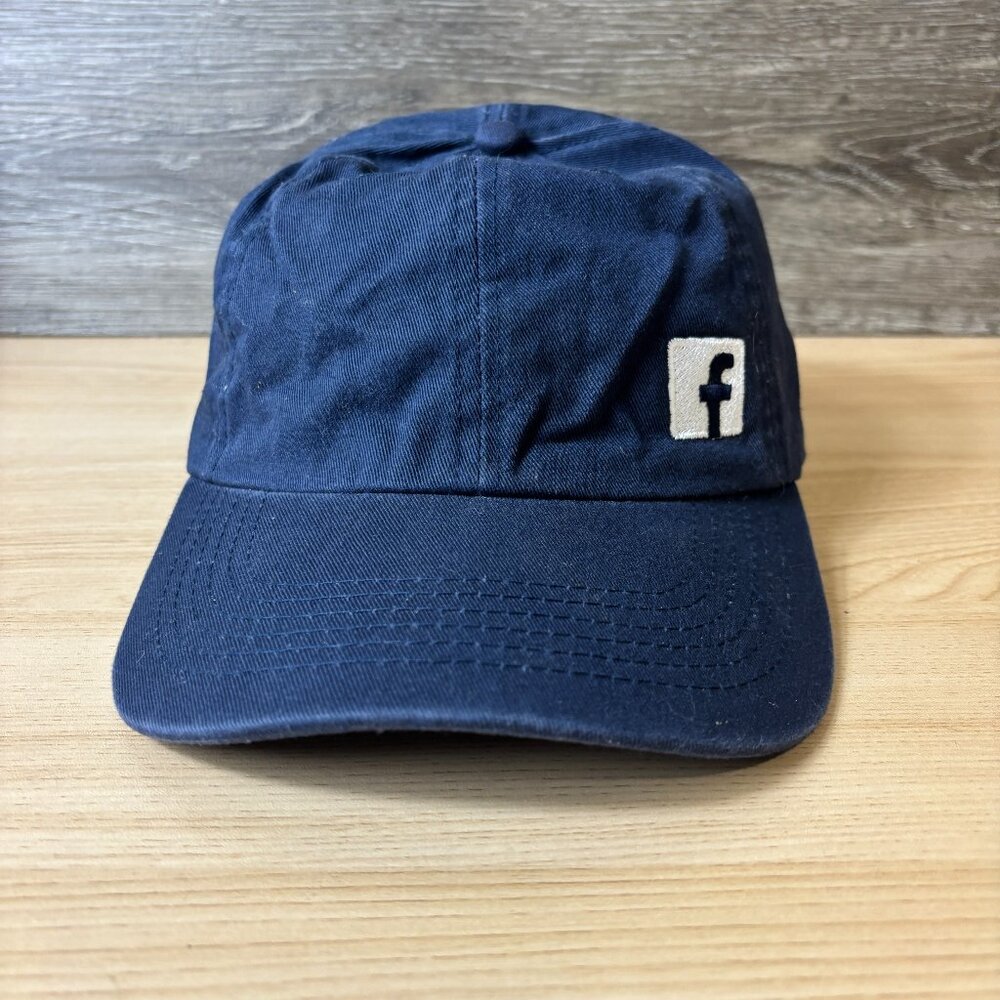 Facebook‎ Hat Cap Strap Back Blue White Logo Social Network Adjustable